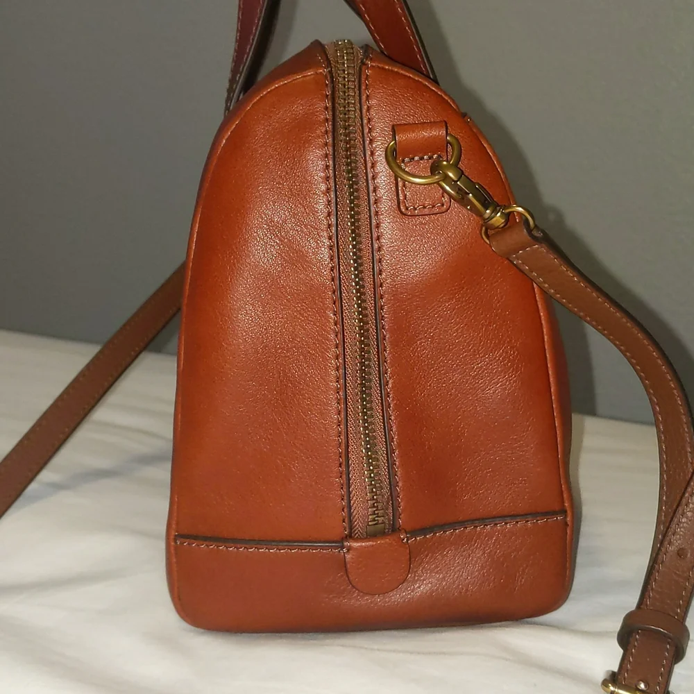 Fossil Sydney satchel crossbody bag tote brown - Picture 5 of 9